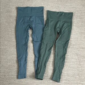 Set Active High-Waisted Leggings - Blue and Green, XS